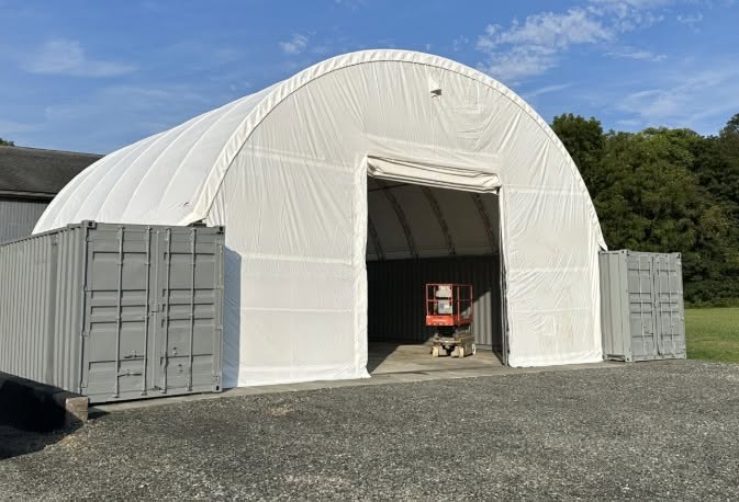 Covermore 40x40 Dual Truss Shipping Container Shelter