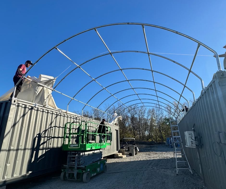 20x40x6.5 Heavy Duty 15oz PVC Container Shelter | Chupp Industrial
