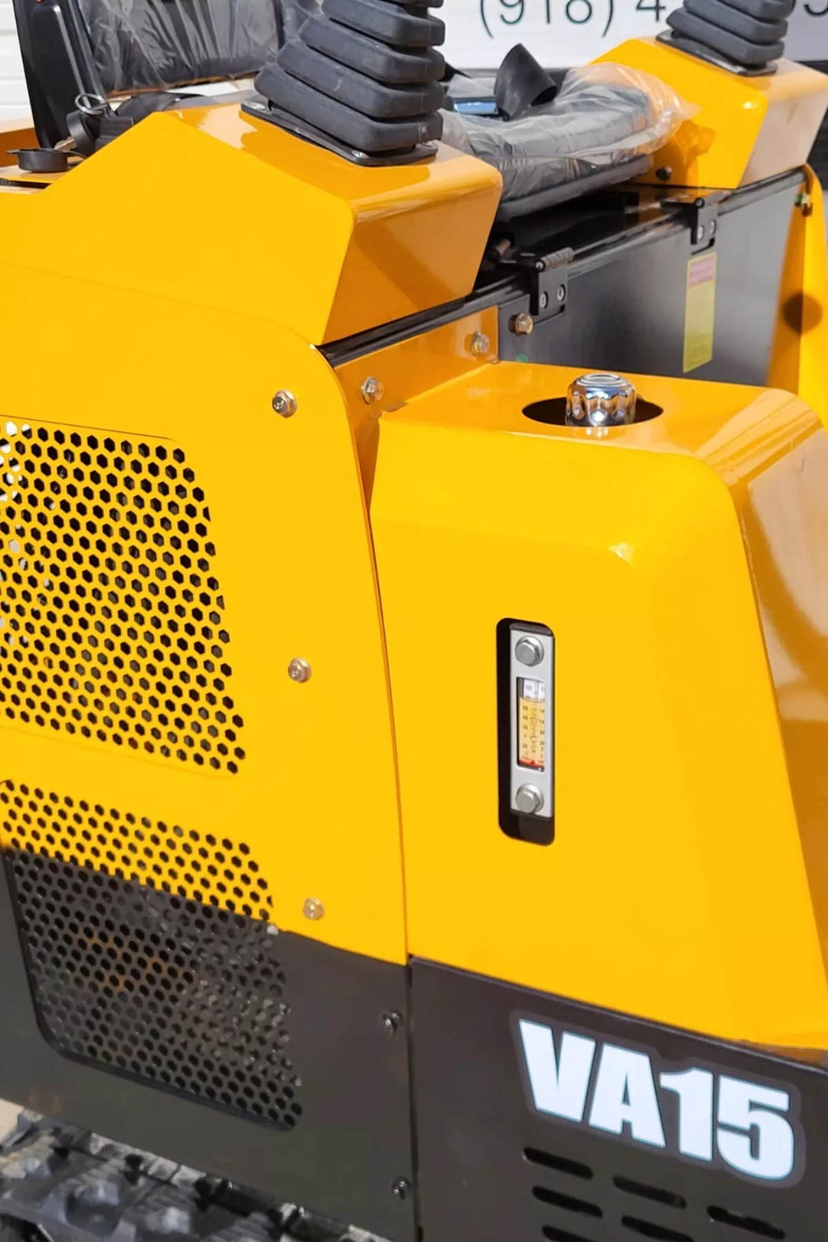 Yellow MIVA VA15 rear body with the VA15 decal, perforated engine vents, fuel filler cap and fluid sight gauge