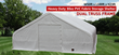 50 x 100 x 23 ft heavy duty 30oz PVC dual truss fabric storage shelter, solid white cover with front man door