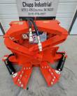 Topcat tree shear, front view, jaws closed, mesh guard over hydraulic valve block