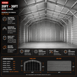 Interior of the 20x30 metal garage carport showing the arched steel frame and trusses