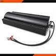 GIYI vibratory roller attachment: black smooth drum in a bolted steel shroud with hydraulic hoses and flat-face couplers