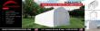 Covermore 18x50x17 PVC dual truss RV shed, white fabric building with winch door, shown in a product graphic