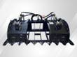 Raytree RMBG72 root grapple, jaws open, twin hydraulic cylinders and red control valve