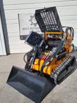 ATS-T460 mini skid steer engine compartment open, radiator fan and hydraulic hoses