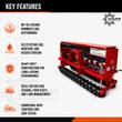 Key features of the no till seed drill: minimal soil disturbance, heavy-duty build, fits tractors and skid steers