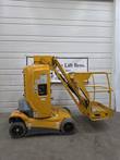 Yellow Haulotte Star 26J mast lift, stowed, side profile with jib and platform