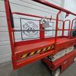 Snorkel S3219E orange platform deck, guardrails and control box, hazard-striped kickplate