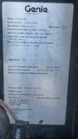 Genie GS3369 RT data plate: serial GS6915-6986, built 04/15/15, model year 2015, 1,000 lb rated work load