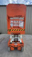 Snorkel S3226E scissor lift, rear end view of the platform and chassis