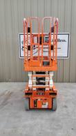 Snorkel S3226E scissor lift, control end view with the platform gate
