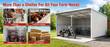 Graphic: motorcycle and bikes stored in the 20x12 livestock shed, with horse and cattle use photos