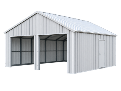 23x22x13 Double Garage Metal Shed (Cream)