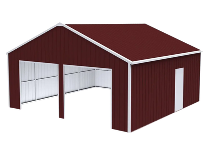 23x22x13 Double Garage Metal Shed (Red-Brown)