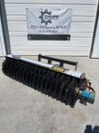 AGT hydraulic angle broom: long black bristle brush, quick-attach frame and blue hydraulic drive motor