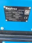 Data plate: Raytree Excavator Mulcher, model REDM32, gross weight 410 kg, on the blue housing