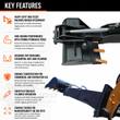 Landhonor skid steer backhoe key-features graphic: hydraulic digging force, trenching and land clearing