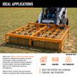 Landhonor hay accumulator on a Bobcat track loader, square bales held in its orange hook grid