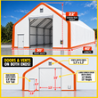 Dimension diagram: 30ft wide, 40ft long, 22ft peak; 13x15ft winch door, 2.9x6.5ft man door, vents