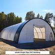 40x80 single-pipe PVC fabric building, front and side view with the door open and a ladder at the right