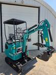 CFG KV16R mini excavator, side view with boom extended, bucket, and front dozer blade