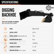Landhonor backhoe spec sheet: model DGB-14-84D, 84in digging depth, 79in reach, 14,000 lb ripping force, 493 lbs