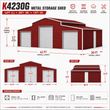 Dimension diagram of the 42x30x13 red-brown storage shed: door widths, front and side views