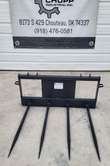 JCT four-spear hay bale spear, quick-attach frame with four forged tines, front view