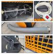 Arteer cement mixer details: paddle shaft inside the drum, corded on/off switch, discharge hose, bag-splitter grate