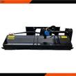 AGT flail mower, black steel deck with belt-drive housing, hydraulic motor and universal skid steer mounting plate