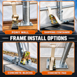 Graphic: frame anchor options — pony wall, shipping container, concrete blocks, concrete pad