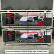 Covermore 40x40x15 container shelter shipping crates, feature list and twist-lock diagram