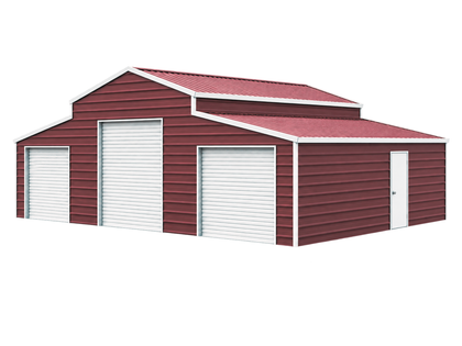42x30x13 Metal Storage Shed with 3 Roll-Up Doors (Red-Brown)