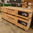 KJ K4525 45x25 ft metal garage kit in two stacked plywood shipping crates, boxes A and B, unopened