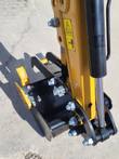 Fixed thumb and bucket linkage on the AGT H12R mini excavator stick, with bucket cylinder and pinned joints
