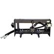 Arteer 3-point PTO hitch adapter: black skid steer quick-attach frame with splined PTO output shaft and hydraulic hoses