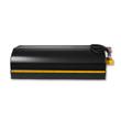 GIYI 72in box broom, black steel hood with yellow scraper strip and hydraulic hoses at the drive end