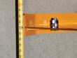 Tape measure at the end of the snow blade, the blade edge falling at about 84 inches