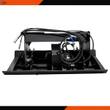 JCT vibratory plate compactor: black steel plate with hydraulic motor, coiled hoses and skid steer quick-attach frame