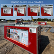 Graphic: 50x100x26 building's four numbered shipping crates (A-D) with Hills Industrial spec labels