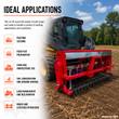 Applications chart for the no till seed drill: pasture seeding, food plots, farm use, erosion control, land management