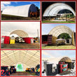 50x40x17 dual-truss PVC container shelter use-case composite, six photos