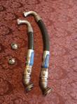 Two 1-inch suction hoses with blue-handle ball valves, 45-degree elbows and tank flanges, plus 2 fittings