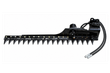 Black 58-inch sickle mower bar, pointed cutter guards, hydraulic motor, pin-on mount head, hoses with quick couplers