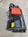Flail mower with its mounting bracket and AGT deck plate, coiled hoses and capped quick couplers