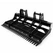 Wolverine land leveler, black steel frame with bolt-on teeth along the leading edge and a skid-steer quick-attach plate