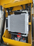 AGT MX-MRT14 mini skid steer hydraulic oil cooler with hoses and the red-cap hydraulic tank below