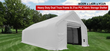 20x40x16 white PVC fabric storage building with dual truss frame and an open end door
