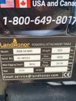 LandHonor data plate: model DGB-14-84D, 520 lb, 3000 PSI max, 20-30 GPM flow, 84 in depth, year 2024